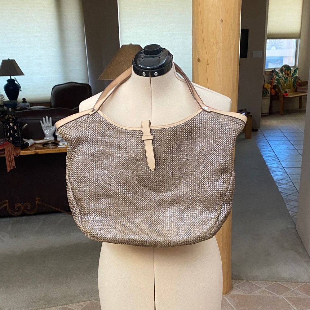Stella & Dot Shimmering Tan Tote, Shoulder Bag